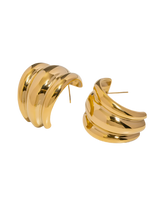 18k gold-plated stainless steel, Tarnish-free, Waterproof, Suitable for sensitive skin, gold earrings, retro earrings, vintage charm, classic earrings, beautiful earrings, timeless earrings, hoop earrings, large earrings, ribbed earrings